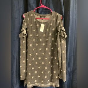 Lane Bryant Peek-A-Boo Shoulder Gray Sweater